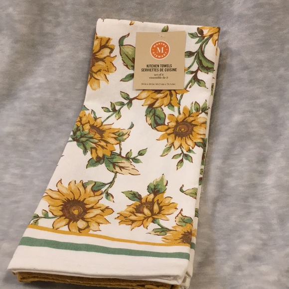 Martha Stewart Sunflower Kitchen Towels Set of 3 NWT Cotton 18x28” - Picture 15 of 16